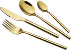 24 Piece Silverware Set For 6 Gold Heavy duty 18/10 Stainless Steel Flatware Set Modern Design Knife/Fork/Spoon Mirror Polished Dishwasher Safe Cutlery Set with Gifts