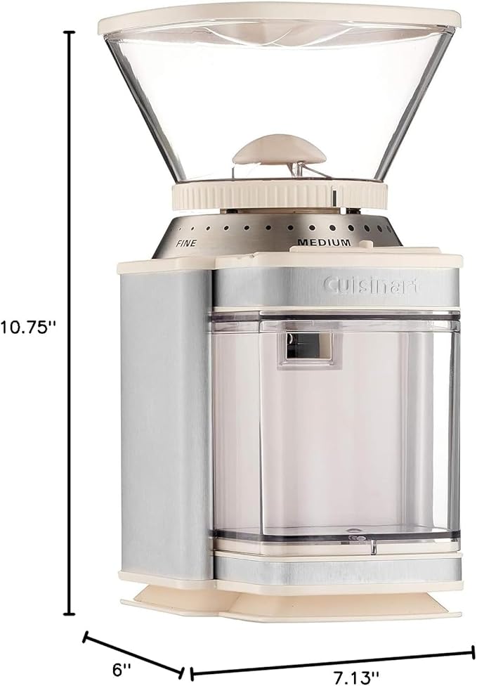 Cuisinart Coffee Grinder, Electric One-Touch Automatic Burr Coffee Grinder with 18-Position Grind Selector, Cup Size Selector for 4 – 18 Cups, Cream Stainless Steel