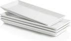 Sweese Porcelain Serving Platters 11.7 Inch - Elegant White Rectangular Plates, Set of 4 for Parties, Sushi, Appetizers