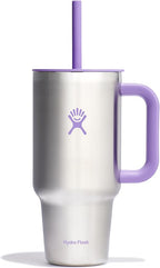 Hydro Flask 32 Oz Travel Tumbler with Handle, Lid and Straw - Insulated Stainless Steel in Stainless Steel Violet