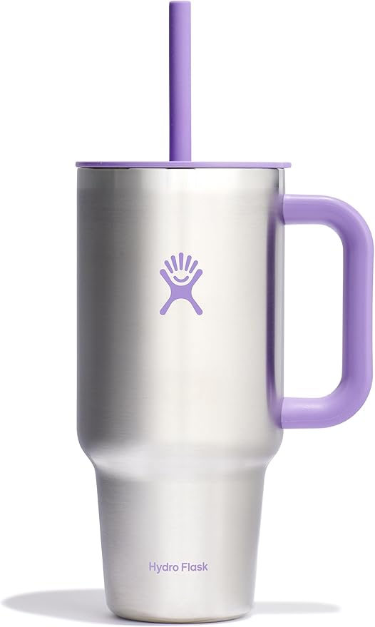 Hydro Flask 32 Oz Travel Tumbler with Handle, Lid and Straw - Insulated Stainless Steel in Stainless Steel Violet