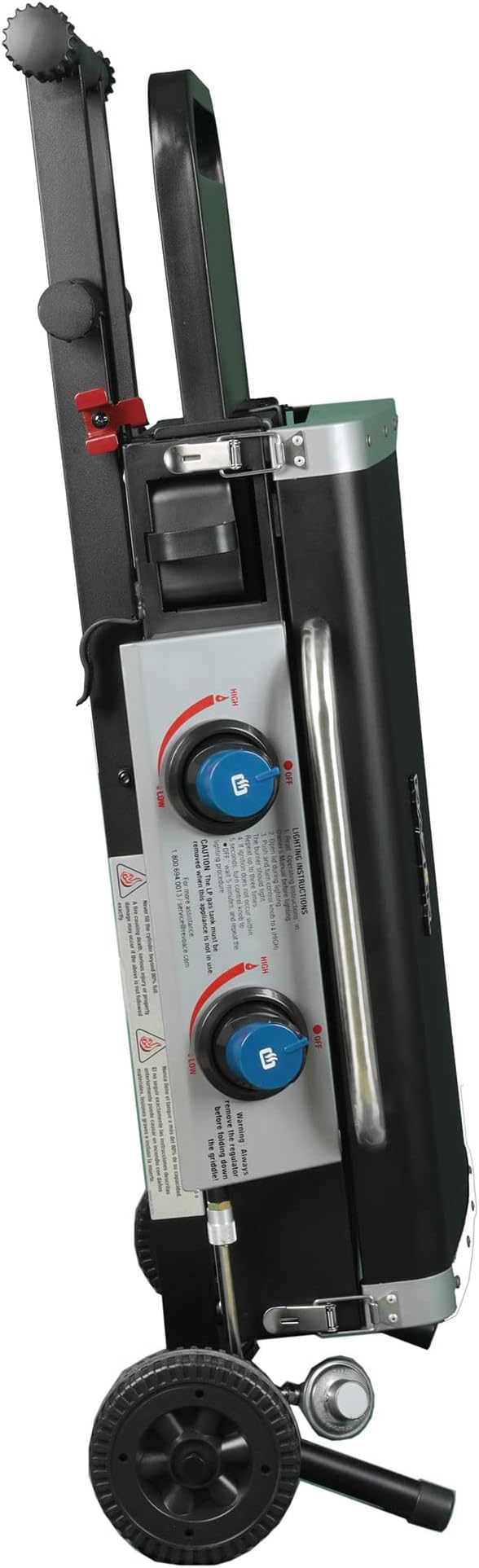 Razor Griddle GGC2030M 25 Inch Outdoor 2 Burner Portable LP Propane Gas Grill Griddle with Top Cover, Wheels, & Storage Shelf for BBQ Cooking, Black