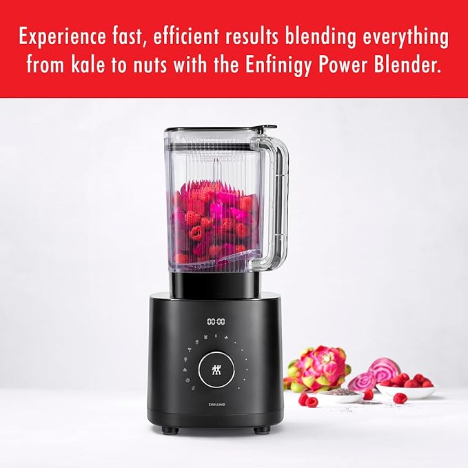 ZWILLING Enfinigy Power Blender, Piranha Teeth Winglet Blade for Ultimate Blending, 6 programs for Ice cream, Smoothies and more, 64oz pitcher, 12 speed, Black
