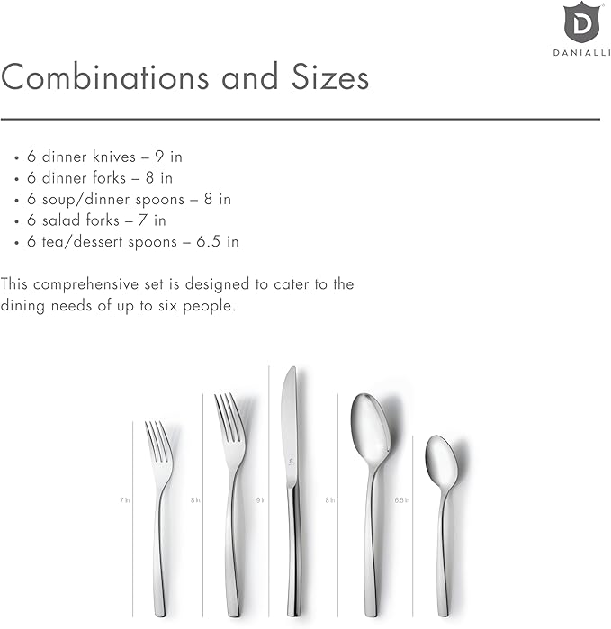 30-Piece Flatware Set For 6, Modern Sleek Design Silverware Set, 18 10 Stainless Steel Utensils, Include Knife/Fork/Spoon, Mirror Polished Set of Cutlery, Dishwasher Safe