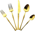 Gugrida Unique & Beautiful Flatware Set - 5 Piece Iridescent Silverware Sets | 18/10 Stainless Steel Reusable Cutlery Set | Gold Utensils Service For 1 with Dessert Fork, Knife, Spoon, Dinner Fork