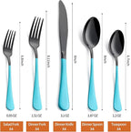 20 Piece Black Sky Blue 18/0 Flatware Utensil Set for 4, Include Dinner Knife,Dinner Forks,Dinner Spoons,Salad Forks,Teaspoons,Silverware Set for 4, Dishwasher Safe