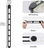 Silicone Utility Strap for Slow Cooker Lid, Pot, Bento Box, 21.65 In Reusable Elastic Self-Lock Silicone Tie for Bundling or Organizing Curtain, Cords, Yoga Mat, Camping Mat, 2pcs (Black&White)