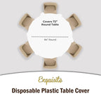 Exquisite Party Solids 12-Pack - Premium Plastic Tablecloth 84 Inch Round Table Cover - Checkered