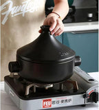 Tagine Moroccan Pot 2.5l Tajine Cooking, Enameled Ceramic Lid Dish Large Capacity, Cone Shaped Lid, Cookware Gift (Black)