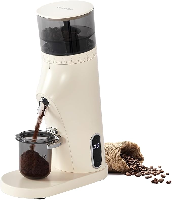 Electric Conical Burr Coffee Grinder, Coffee Bean Grinder with Smart 60S Timer, 60 Precise Adjustable Grind Settings for Espresso, 2-12 Cup, Easy to Clean, Durable & Quiet, G9010B White