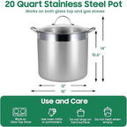 Stainless Steel Canning Pot with Rack and Lid, Large Water Bath Canner, Full Home Canning Supplies Starter Kit (20 Quarts, Green)