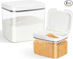 Flour Sugar Storage Containers, 2Pack 2.9 Qt + 4.75 Qt Food Storage Container with Pop-to-Flip Lids for Rice Dog Food Dog Treat Storage, Kitchen Organizers and Storage