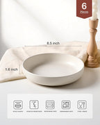 famiware Milkyway 33 oz Bowl Set, Pasta Bowls Set of 6, Salad Bowls Perfect for Your Friend for Housewarming, Thanksgiving, Christmas, Matte White