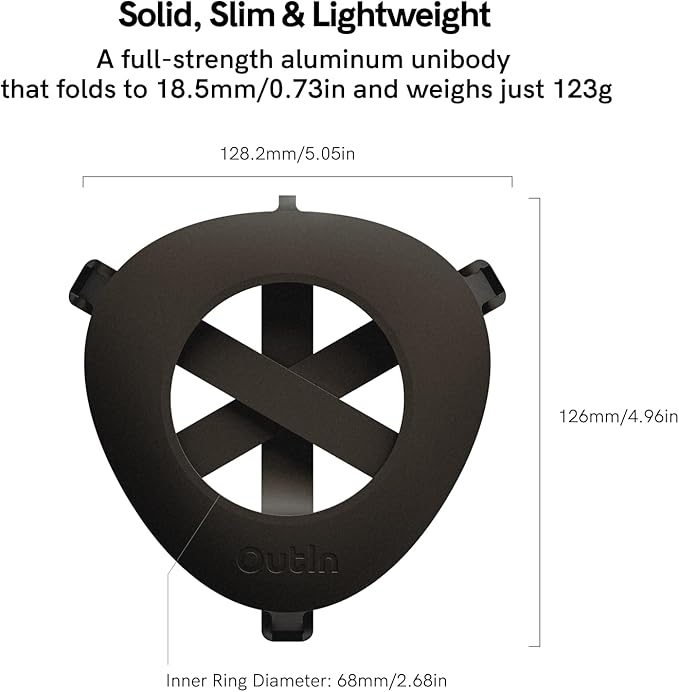 OutIn Ultra-Portable Foldable Coffee Stand with Carabiner, Stable Portable Espresso Machine Holder, Aluminum Unibody Design, Clip-On Carabiner for Easy Carrying, Fit Mino, Nano