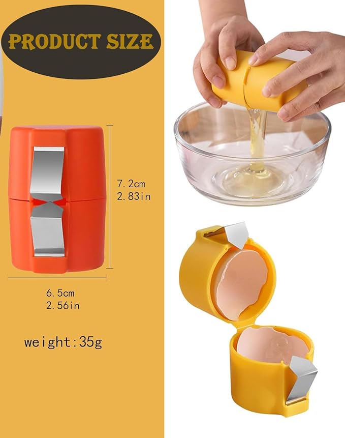 3PCS Egg Shell Opener Egg Separator Stainless Steel Egg Peeler for Eggs, Easy Raw Egg Cracker & Boiled Egg Slicer, Kitchen Gadgets for Baking Breakfast