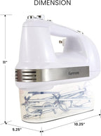 Kenmore Electric Hand Mixer - Case Batidora De Mano Kitchen 5 Speed Handheld Blender With Whisk, Beater, Dough Hook, Attachments Storage, Turbo Boost, Appliance For Cake Mix, Eggs, Whipping Cream