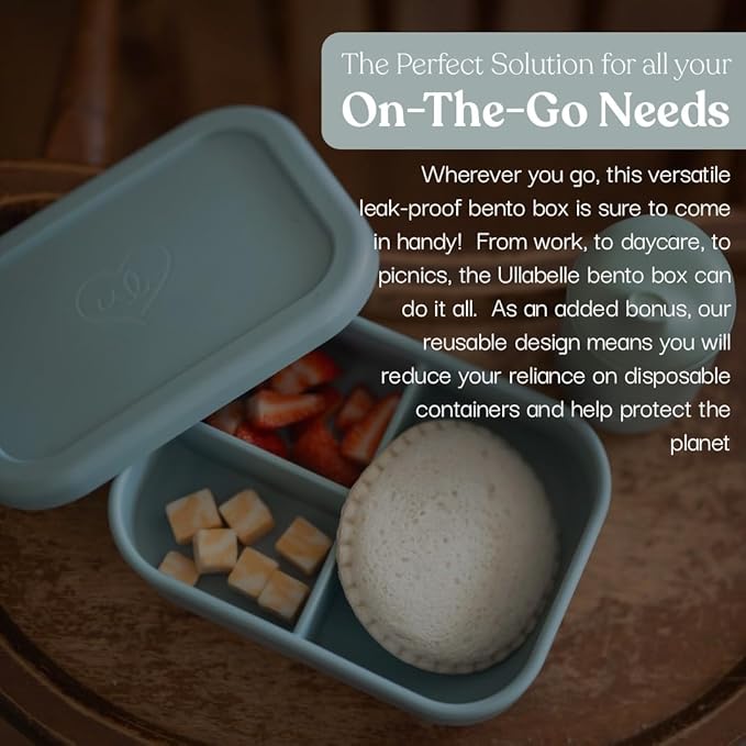 Leak Proof Bento Box Food-Grade Silicone Bento, BPA, Phthalate, Lead, & PVC Free - Bento Lunch Box for Daycare, Kids, & Adults - Leak Resistant Sets With Lids Snack Box Container (Blue)