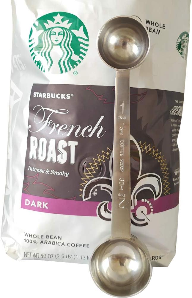 CoaGu Stainless Steel Coffee Scoop: Dual-Measure 1 Tbsp & 2 Tbsp Long Handle Tablespoon for Precise Scooping from Large Coffee Bags or Baking Ingredients