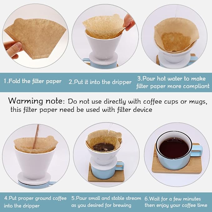 YQL #2 Cone Coffee Filter, 200 Count Coffee Filters 2 Cone Paper, Unbleached Disposable Coffee Filters Fit for Drip Coffee Maker