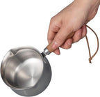 IMEEA Mini Milk Warmer Pot 8.5oz/250ml Butter Warmer SUS304 Tri-Ply Stainless Steel Small Milk Saucepan with Wood Handle