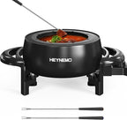 Electric Fondue Pot Set, 3 Quart Fondue Set for Melting Chocolate Cheese with 8 Color-Coded Forks, Adjustable Temp Control, 1000W Non-Stick Fondue Maker for Dessert, Broth and Oil
