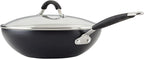 Rachael Ray Cucina Ceramic Nonstick Stir Fry Pan and Lid, 11 Inch Non Stick Wok Pan, Dishwasher Safe - Peppercorn