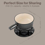 Swissmar Lugano Cast Iron Cheese Fondue Set, 9-Piece, 2 QT / 2 L - Ideal for Melting Cheese, Chocolates, Caramel, & More - Perfect for Kitchen Collection & Gift Giving - Metallic Black