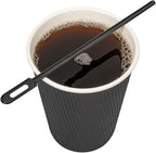 Restaurantware 5.8 Inch Coffee Stirrers 100 Disposable Coffee Stirring Sticks - Unique Keyhole Design For Hot And Cold Drinks Black PS Plastic Plastic Stir Sticks For Coffees and Cocktails