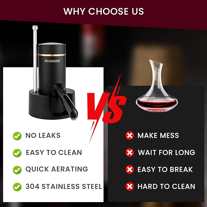 3-in-1 Electric Wine Aerator & Decanter Set with Stand Base - Automatic Pump Dispenser, Retractable Tube, and Built-in Pourer, Ideal Gift for Wine Lovers