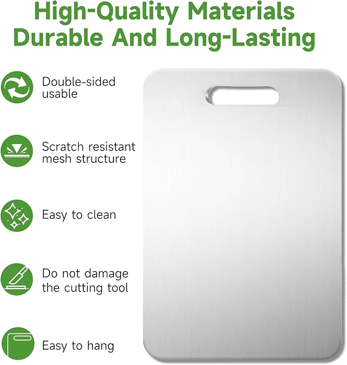 Katuchef Titanium Cutting Board - 2025 New Upgrade 100% Pure Titanium Cutting Boards for Kitchen Double Sided Non Toxic Cutting Board,Hygiene Durable Dishwasher Safe Chopping Board(3PC:S+M+L)