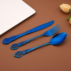 Royal 24-piece Blue Mirror Silverware Dinnerware, 18/10 Stainless Steel Luxury Flatware Service For 6 Include Knives/Forks/Spoons/Teaspoons, Dishwasher Safe