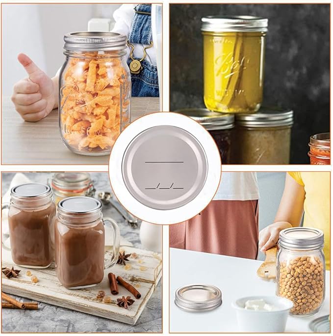 100pcs Wide Mouth Canning Lids for Ball, Kerr Jars - Split-Type Metal Mason Jar Lids for Canning - Food Grade Material, 100% Fit & Airtight for Wide Mouth Jars