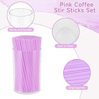 500 Pcs Lavender Purple Coffee Stir Sticks Set Lilac Purple Cocktail Straws Acrylic Stir Stick Holder Coffee Stirrers Holder Bar Straws Drink Stirrers for Coffee Bar Party Supplies Kitchen 2.7*4 Inch