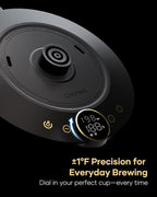 Cocinare FLOW B9 Gooseneck Electric Kettle, Precise Temperature Control for Pour-Over Coffee & Tea Brewing, Stainless Steel Interior, Rapid Heating for Boiling Water 1500W/0.9L (Black Walnut)