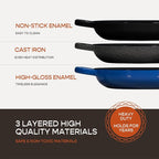 Enameled Cast Iron Dutch Oven for Sourdough Bread Baking | 6 Quart Pot with Lid | 10 Inch Ceramic Enamel Thick Coated Cookware Set with Non Stick Silicone Baking Mat for Cooking