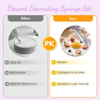 Dessert Decorating Syringe Set, Cake Frosting Piping Kit Stainless Steels Cupcake Icing Piping Kit with 6 Nozzles, 4 Scraper, 6 Silicone Cake Liners, 2 Cleaning Brush for DIY Cake Decoration, Purple