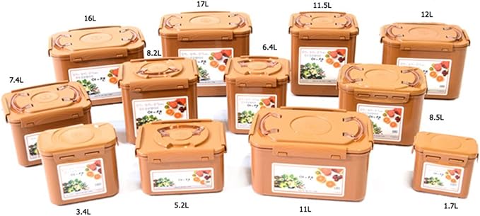 e-jen Premium Kimchi, Sauerkraut Container Probiotic Fermentation with Inner Vacuum Lid (Earthenware Brown, 1.6 gal/ 6.4L)
