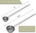 2PCS Coffee Scoop Set (1tbsp, 2tbsp), Extra Long Handle Measuring Spoon, 15 ml and 30 ml Stainless Steel Coffee Scooper