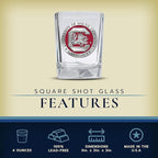 Heritage Pewter University of South Carolina Square Shot Glass | Hand-Sculpted 1.5 Ounce Shot Glass | Intricately Crafted Metal Pewter Alma Mater Inlay