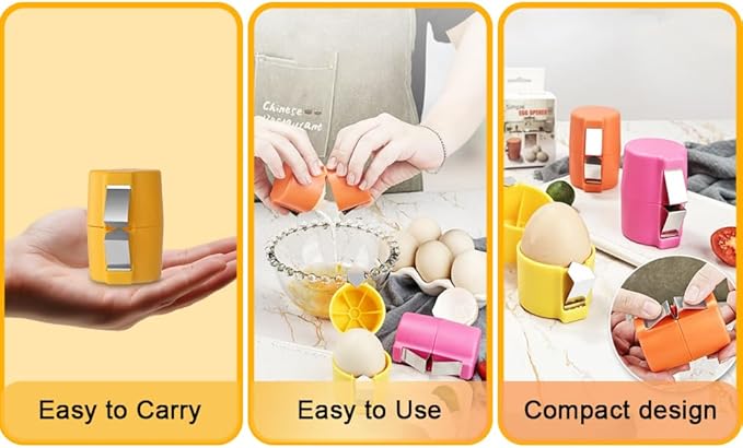 3PCS Egg Shell Opener Egg Separator Stainless Steel Egg Peeler for Eggs, Easy Raw Egg Cracker & Boiled Egg Slicer, Kitchen Gadgets for Baking Breakfast