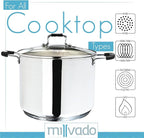 Stock Pot, Large Stainless Steel 11 Quart StockPot, Large Cooking Pot, Clear Glass Lid and Measurement Markings, Steam Hole, Induction, Gas, Electric Compatible Big Boiling Pot