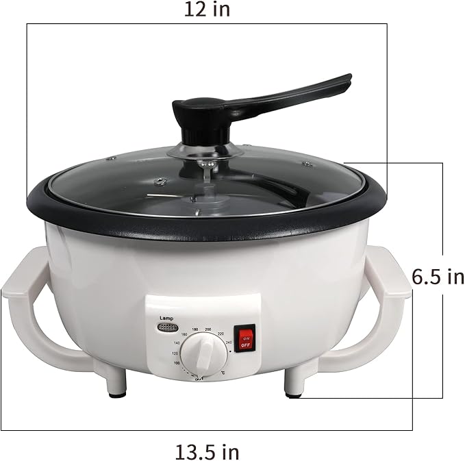 DIYAREA Coffee Roaster Machine for Home Use, 800g Capacity Electric Coffee Bean Roaster Machine with Timer 0-240℃ Non-Stick for Cafe Shop, Nut, Peanut, Black Bean, Soybeans 110V 1200W