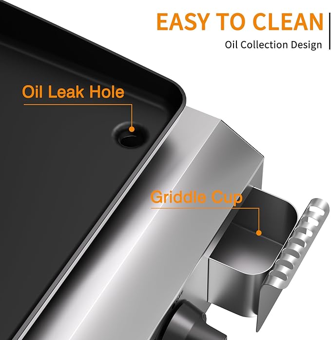 3 Burner BBQ Gas Griddle with Hood, 25.6 Inch Stainless Steel Portable Detachable Propane Griddle, 45,000 BTU Flat Top Grill with Side Shelves for Camping, Silver