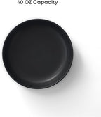 JoyJolt Mesa 40oz Stoneware Serving Bowls, Pasta Bowls Set of 4, Large Salad Pho Soup Bowls for Kitchen, Dishwasher and Microwave Safe Plate Bowls, Aesthetic Kitchen Essentials - Matte Black