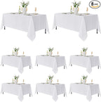 Fitable 8 Pack Table Cloth Rectangle Table: Stain and Wrinkle Resistant Tablecloth Rectangular, Washable Polyester Tablecloths for Wedding Party Dining Banquet Event Catering(White, 70x120 Inch)