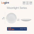 10.5 inch Dinner Plate Set of 6, Lightweight Round Opal Glass White Dinnerware Plates, Dishwasher and Microwave Safe