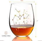 HOHY Sagittarius Zodiac Wine Glass - 20oz, Crystal Stemless, Star Constellation, Astrology Gift for Women & Men