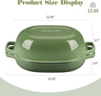 Enameled Cast Iron Dutch Oven Pot with Lid, Oval Dutch Oven for Bread Baking, Bread Oven for Homemade Sourdough Bread Baking, 7qt, Pistachio Green