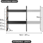 2Pack 16.5-27’’L Expandable Cabinet Shelf Organizers, Stackable Metal Shelves Extender for Kitchen Countertop Storage, Adjustable Spices Shelves Rack Stand for Cupboard Pantry, Black