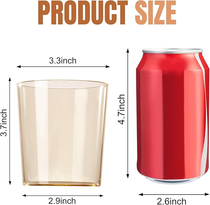 Liacere Plastic Drinking Glasses (Set of 12) 14 oz Brown Reusable Plastic Glasses Colors，Kitchen Water Glasses Cup, Bar Tumbler Glassware Set for Beer, Juice, Cocktail, Whiskey, Milk